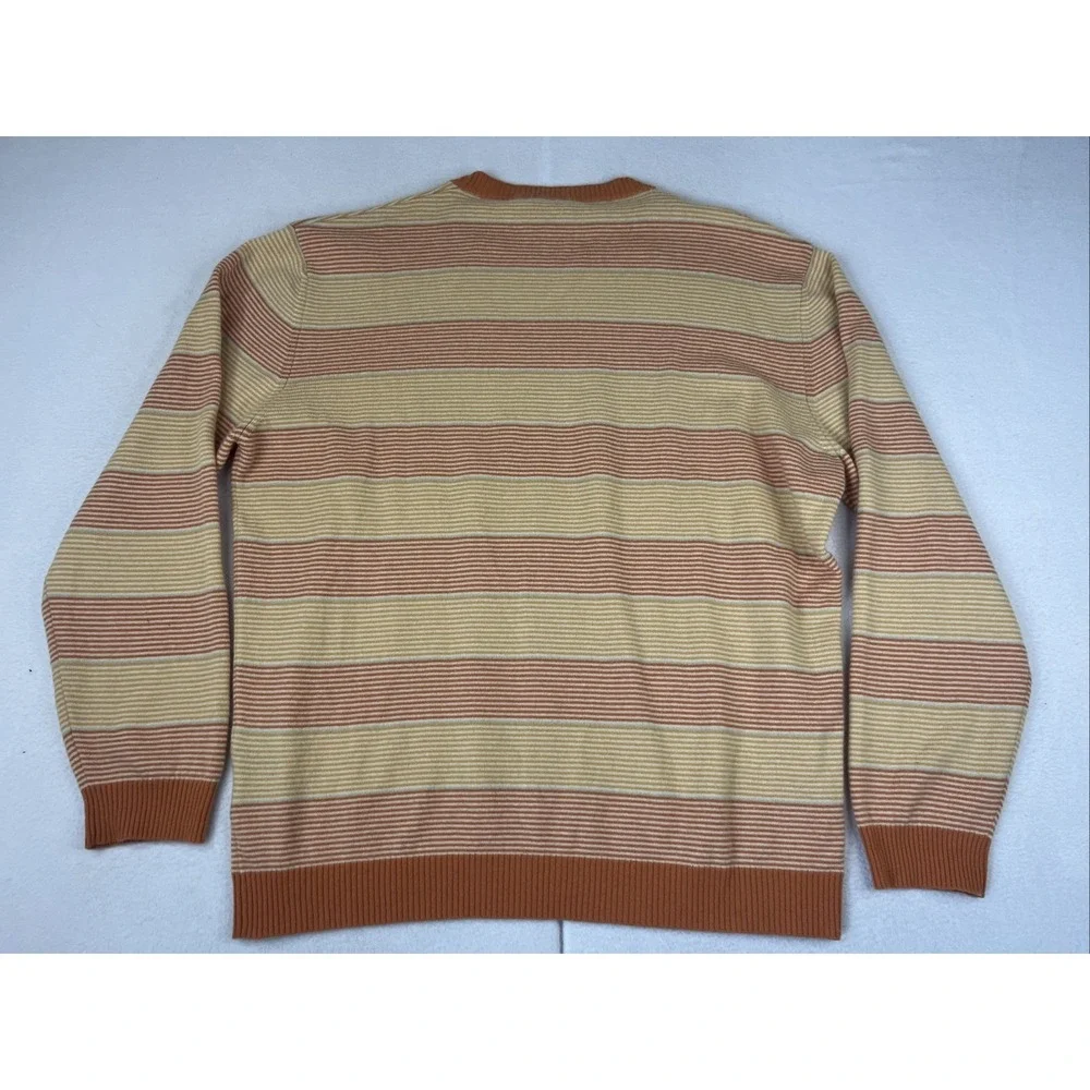 Ermenegildo Zegna Pure Cashmere Sweater Mens XXL 56 Orange Striped Italy